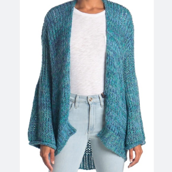 Free People Home Town Cardigan Arctic Combo Blue - Picture 3 of 4